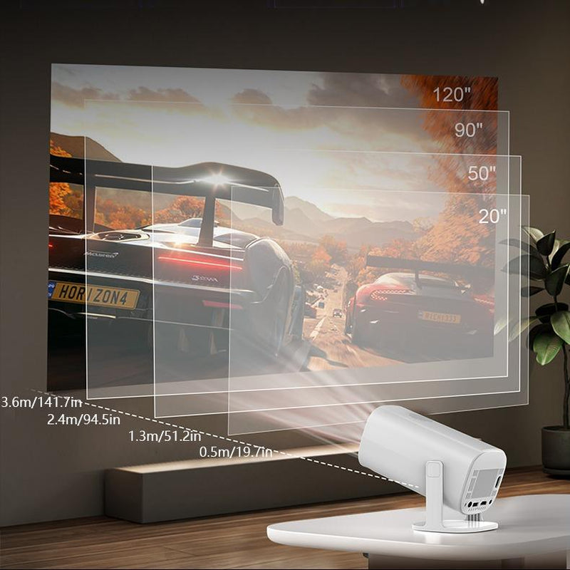 Mini Portable Smart Projector - 4K Native 1080P 720P 200ANSI Full HD, Android 11, Wifi 6, BT 5.0, Auto Horizontal & Keystone Correction, 180° Rotatable, Compatible with Phones/Tvs/Laptops, Perfect for Outdoor Cinema