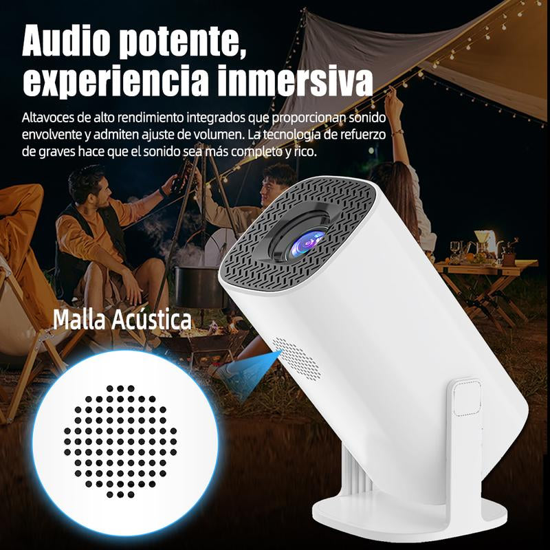 Mini Portable Smart Projector - 4K Native 1080P 720P 200ANSI Full HD, Android 11, Wifi 6, BT 5.0, Auto Horizontal & Keystone Correction, 180° Rotatable, Compatible with Phones/Tvs/Laptops, Perfect for Outdoor Cinema