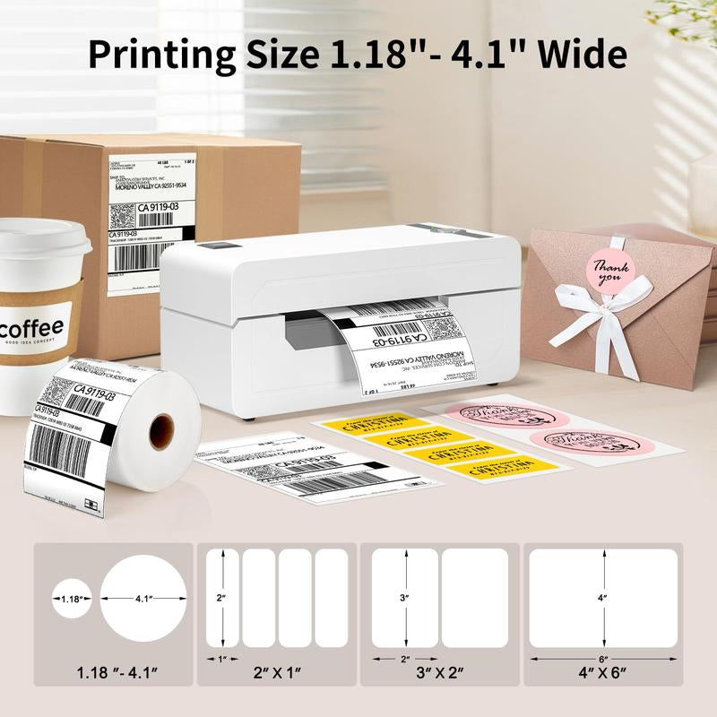 JADENS Thermal Shipping Label Printer 268BT - Bluetooth 4X6Inch Labels Shipping Label Printer